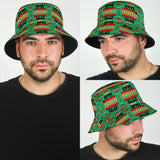GB-NAT00046-05 Green Tribe Pattern Bucket Hat