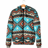 GB-NAT00319 Line Shapes Ethnic Pattern  Men's Padded Hooded Jacket