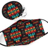 GB-NAT00046-02 Black Native Tribes Face Mask And Travel Case