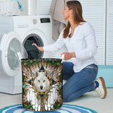 Powwow Storegb nat00639 mandala wolf native laundry basket