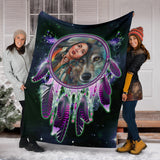 Powwow Store gb nat00394 native girl wolf blanket