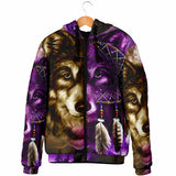 Powwow Storegb nat0005 dreamcatcher purple wolf mens padded hooded jacket