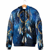 Powwow Storegb nat00065 blue galaxy dreamcatcher native mens padded hooded jacket 1