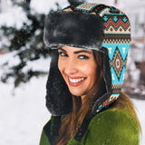 GB-NAT00319 Tribal Line Shapes Ethnic Pattern Trapper Hat