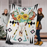 Powwow Store gb nat00346 bison yellow flower blanket