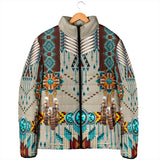 Powwow Storegb nat00069 turquoise blue pattern breastplate womens padded jacket new