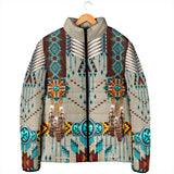 Powwow Storegb nat00069 turquoise blue pattern breastplate mens padded jacket