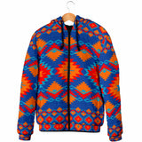 GB-NAT00520  Red & Yellow Geometric Men's Padded Hooded Jacket