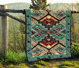 Blue United Tribes Art Native American Design Premium Quilt - ProudThunderbird