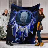 Powwow Store gb nat00395 wolf blue galaxy blanket