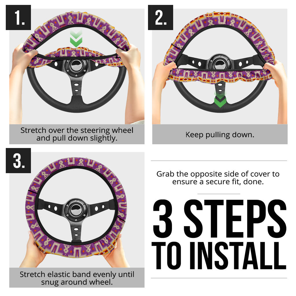 GB-NAT00062-07 Light Purple Tribe Steering Wheel Cover