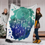 Powwow Store gb nat00376 blue green dream catcher blanket