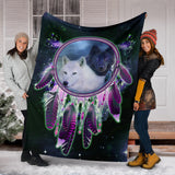 Powwow Store gb nat00392 wolves purple galaxy blanket