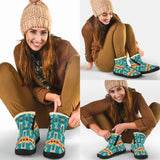 GB-NAT00062-05 Turquoise Tribe Design Native American Cozy Winter Boots
