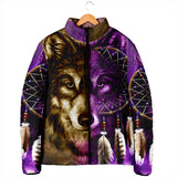 Powwow Storegb nat0005 dreamcatcher purple wolf mens padded jacket