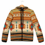 GB-NAT00559 Yellow Native Pattern Women's Padded Hooded Jacket