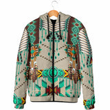 Powwow Storegb nat00069 02 green pattern mens padded hooded jacket