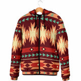 GB-NAT00510 Red Ethnic Pattern Men's Padded Hooded Jacket
