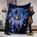 Powwow Store gb nat00358 girl wolves dream catcher blanket