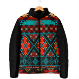 Powwow Storegb nat00112 dark brown red pattern mens padded jacket