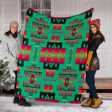 GB-NAT00046-BLAN-05 Light Green Tribe Design Native American Blanket