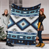 GB-NAT00528 Blue Colors Tribal Pattern Native Blanket
