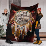 Powwow Store gb nat00391 wolves red galaxy blanket