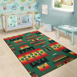 Green Native Tribes Pattern Native American Area Rug - Powwow Store