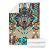 Powwow Store gb nat00069b blue mandala wolf blanket