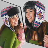 GB-NAT00316 Pink Pattern Native American Trapper Hat