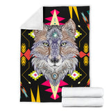 Powwow Store gb nat00345 wolf full color pattern blanket