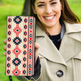 Powwow Store gb nat00375 pink navy pattern native clutch purse