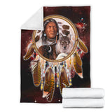 Powwow Store gb nat00393 chief animals red galaxy blanket