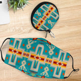 GB-NAT00062-05 Turquoise Tribe Design  Face Mask And Travel Case