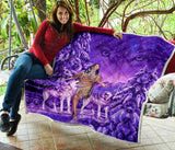 Powwow Store gb nat003515 native girl and wolf purple premium quilt