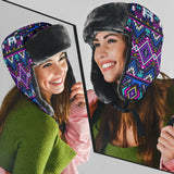 GB-NAT00380 Purple Tribe Pattern Trapper Hat