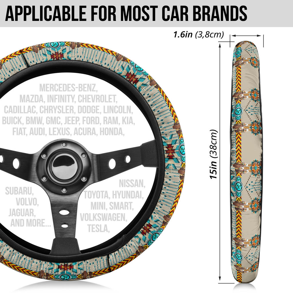 GB-NAT00069 Turquoise Blue Pattern Steering Wheel Cover