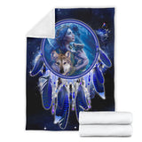 Powwow Store gb nat00358 girl wolves dream catcher blanket