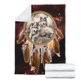 Powwow Store gb nat00391 wolves red galaxy blanket