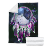 Powwow Store gb nat00392 wolves purple galaxy blanket