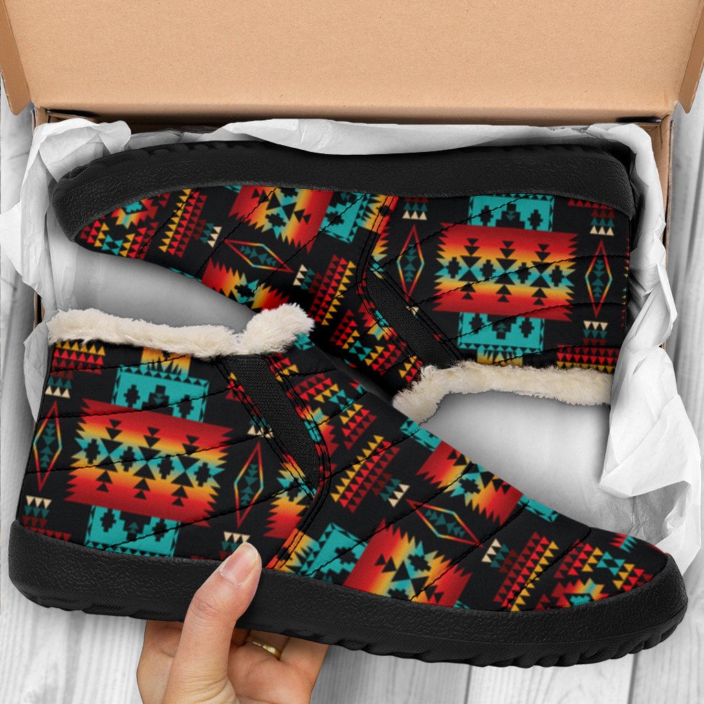 Navy Native Tribes Pattern Native American Winter Sneakers - Powwow Store