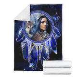 Powwow Store gb nat00355 native girl dream catcher blue galaxy blanket