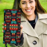 Powwow Store gb nat00046 02 black native tribes pattern clutch purse