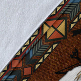 GB-NAT00446-05 Blue Mandala Feather Wolf Native Blanket