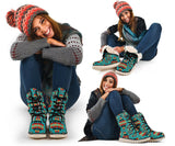 Blue Native Tribes Pattern Native American Polar Boots