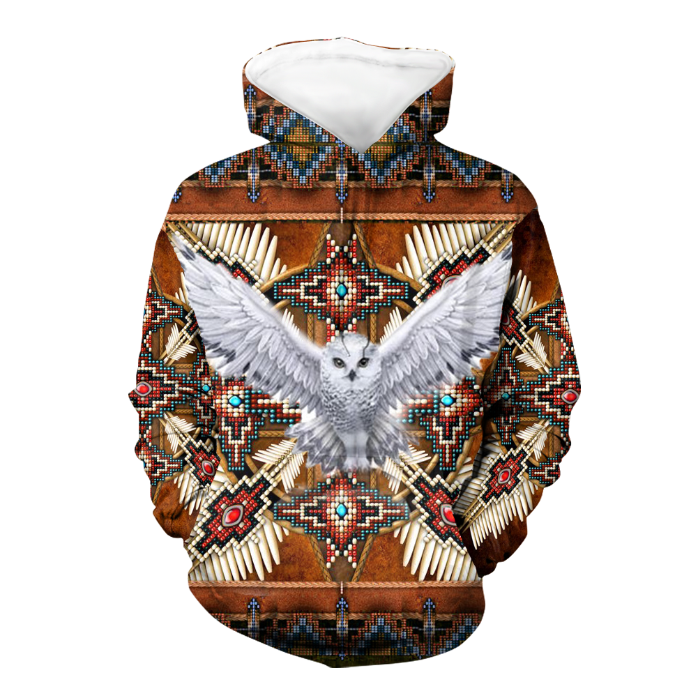 HD00032  Owl Mandala Pattern Native 3D Hoodie