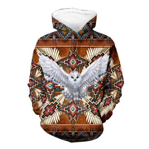 Powwow StoreHD00032  Owl Mandala Pattern Native 3D Hoodie