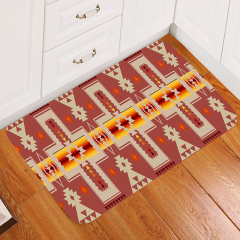 GB-NAT00062-11 Tan Tribe Design Native American Doormat