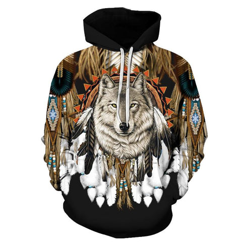 Wolf Dreamcatcher Native American Pride All Over Hoodie - Powwow Store