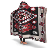 Ethnic Red Gray Pattern Native American Hooded Blanket